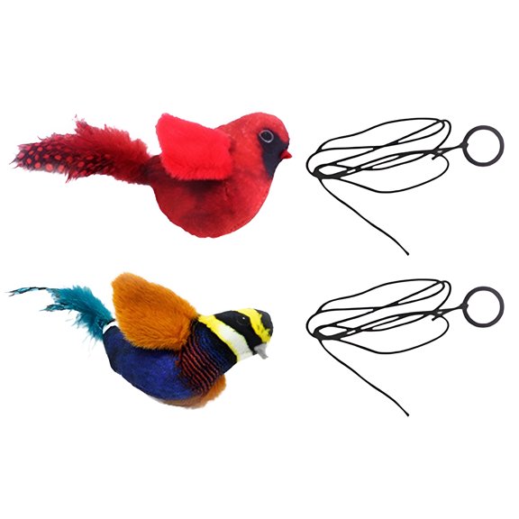 BESTSKY 2Pcs Flapping Bird Cat Toy,Cat Energy Drain Bird Toy for Cats,Interactive Bird Sounds Cat Bird Toy,Red&Multicolor