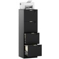 thumbnail image 1 of HOMCOM 4 Drawer File Cabinet Fluted Vertical Filing Cabinet with Lock Black, 1 of 10