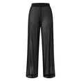 thumbnail image 6 of ANINEO Women Solid Color Wide Leg Mesh Sheer Loose Pants High Waisted Straight Bottom Long Pants Holiday Daily Female Trousers, 6 of 9