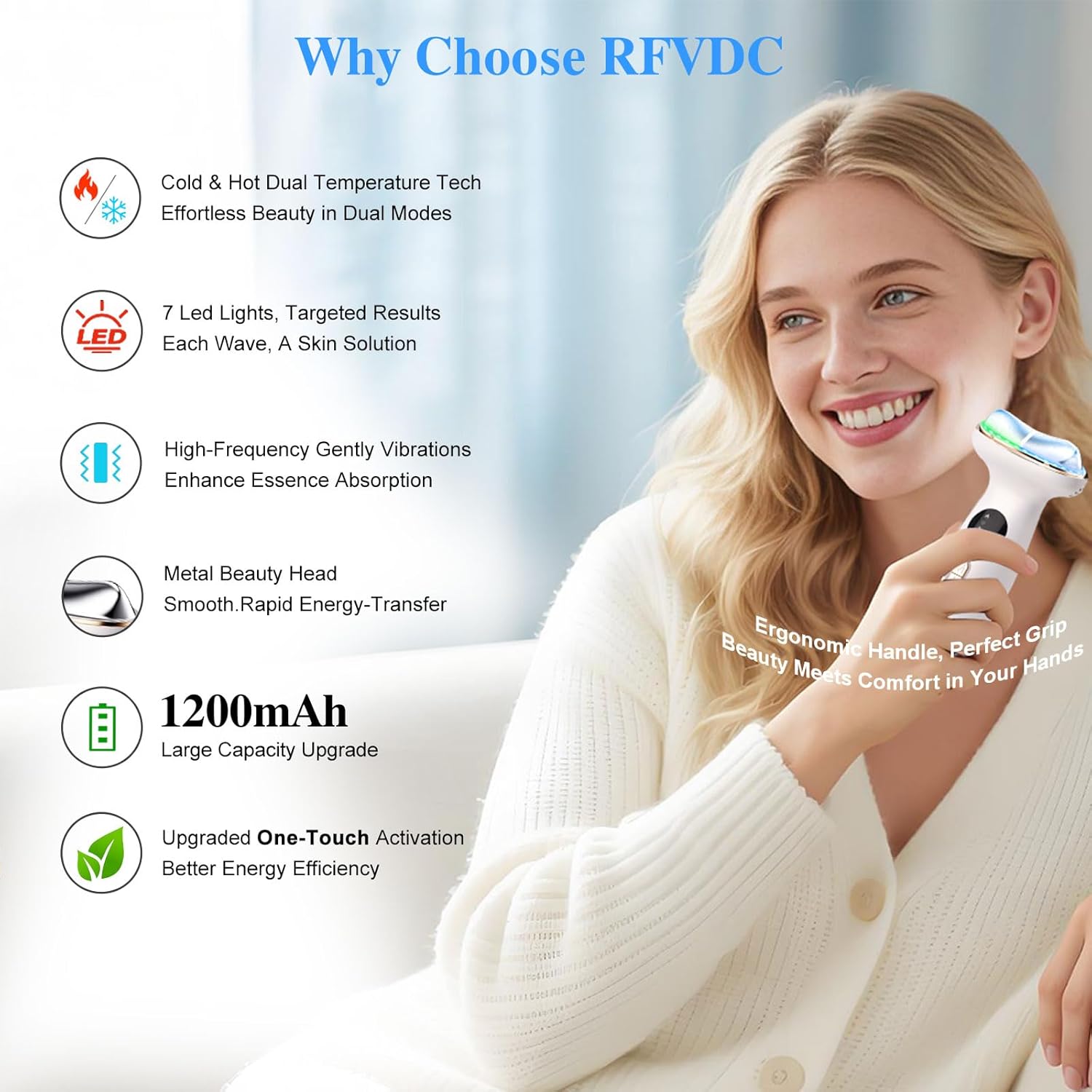 Cold Heat Facial Massager for Face Neck Tightening Lifting Depuffing,7-in-1 Red Light Therapy Sculptor Tool& Depuffer Wand,Cooling LED Electric gua sha Lift Device,Reduce Forehead Frown Smile Lines
