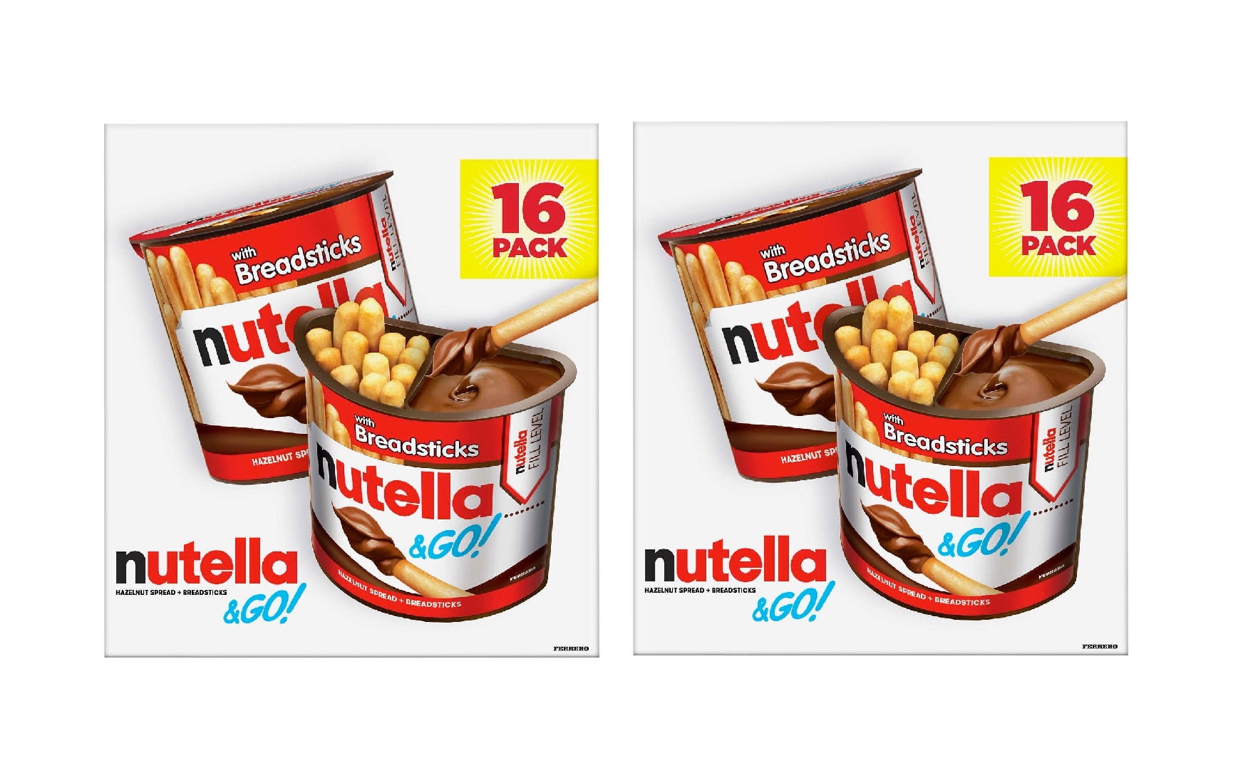 Nutella and Go Snack Pack, Hazelnut Spread with Breadsticks, 1.8 oz, 16