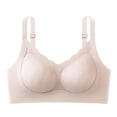 thumbnail image 2 of Womens Wireless Bras, V Neck Full Coverage Push-Up Bras with Adjustable Straps, Breathable Comfort Bra for Daily | VerBelle,Pink 3XL, 2 of 5