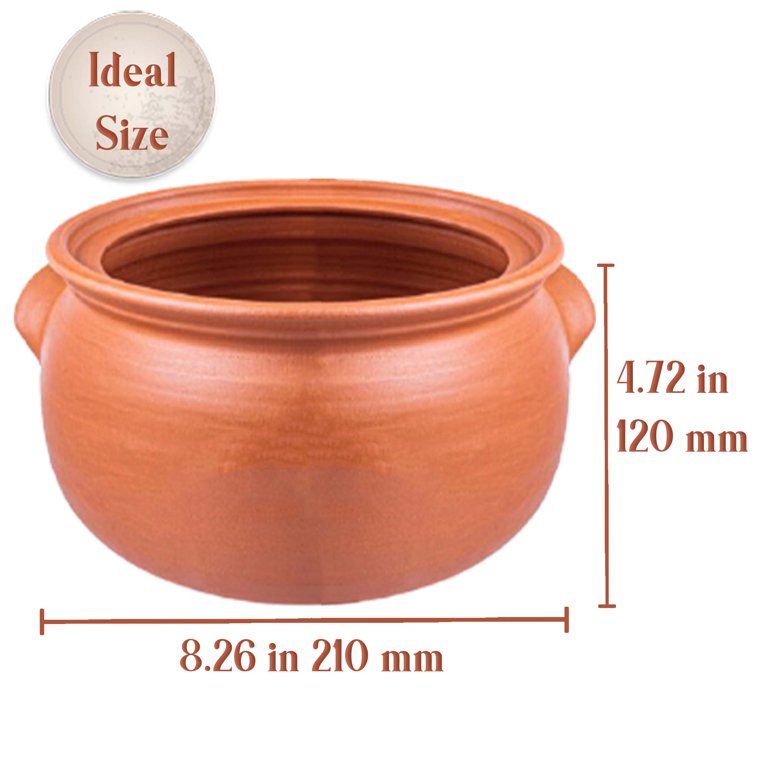 Unglazed Clay Handi/ LEAD-FREE Clay Pot for Cooking With Lid