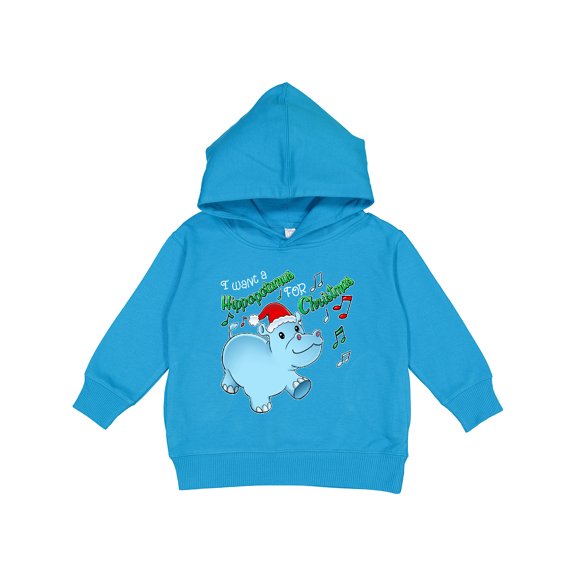 Inktastic I Want a Hippopotamus for Christmas Hippo in Santa Hat Toddler Hoodie
