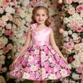 thumbnail image 2 of JAJAHO Flower Girl Dress Sleeveless Asymmetrical Shoulder Design Floral Print A-Line Ball Gown Mini Dress Prom Party Wedding Wear For Kids 5-10Y Stylish Dresses, 2 of 9