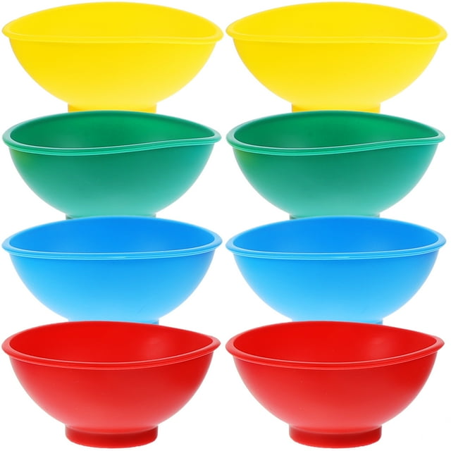 8 Pcs Bols d'Alimentation pour Bébé Bols à Riz Bols en Silicone Mini Bols Bol à Assaisonnement Bols Résistants aux Chutes pour Enfants (Jaune + Rouge + Vert + Bleu)