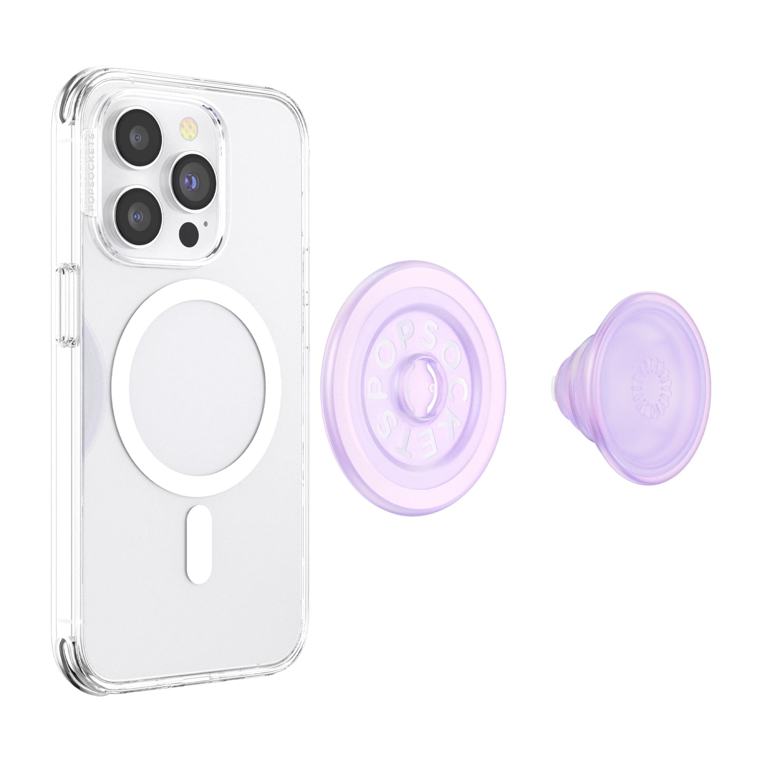 Popsockets PopGrip for MagSafe Round with Adapter Ring Opalescent Clear
