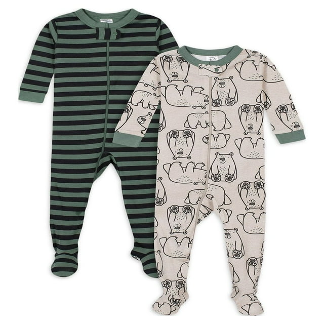 Pyjama en Coton à Pieds Ajusté pour Bébé Garçon et Tout-Petit Garçon, Lot de 2
