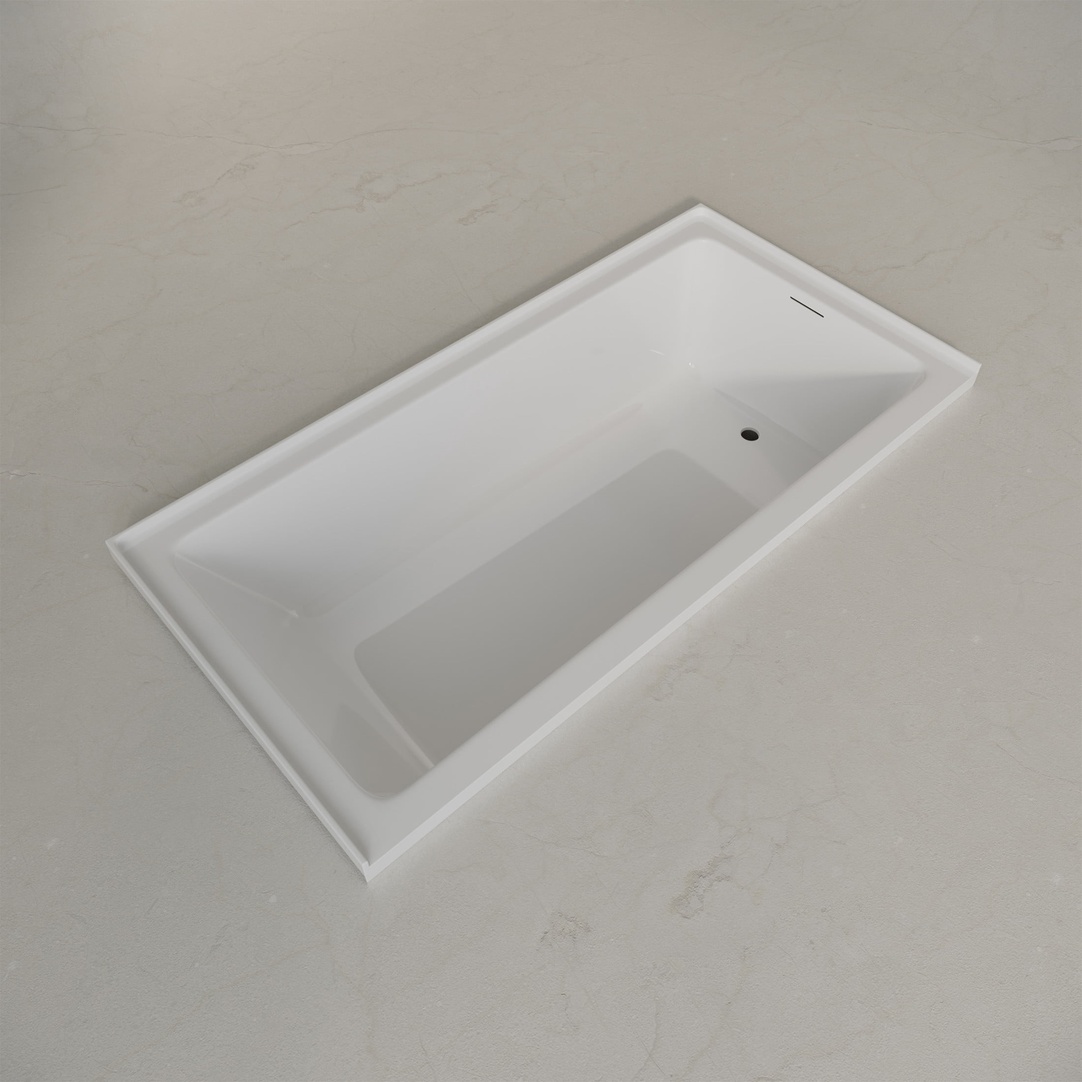 Voltaire 72 x 36 Right Drain Soaking Alcove Bathtub in Glossy White with Integrated Armrest