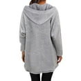 thumbnail image 3 of Gray Womens Fall Tops Women's Double Velvet Autumn and Winter Fluffy Large Profile Long Sleeved Casual Warm Long Sleeved Plush Sweatshirt with Pockets Sweaters for Women, 3 of 6