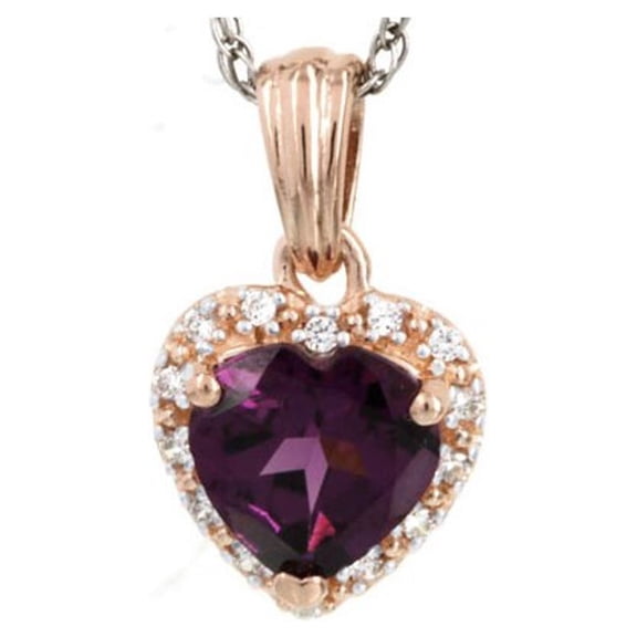 Auriga 925 Sterling Silver Created Ruby and Diamond Pendant Necklace for Women 18"