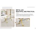 thumbnail image 5 of 7 Piece Dining Table and Chair Set, Tempered Glass Table and 6 Kitchen Chairs with Metal Legs, Accent Side Table and Armless Chair Sets for Living Room, Dining Room, Office,  White and Gold, 5 of 9