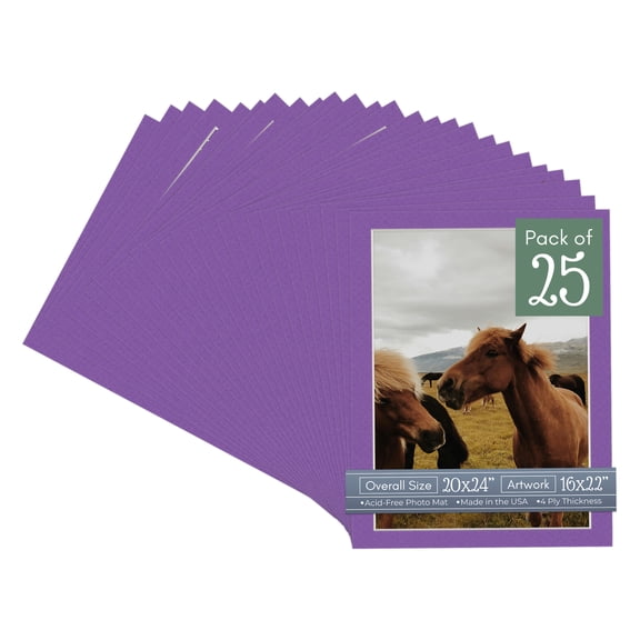 Purple Iris Picture Frame Mat for 20x24 Frames - Fits 16x22 Photos - 25 Mats