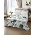 thumbnail image 2 of Sage Green Flower California King Size Flat Sheet, Wrinkleproof & Fadeproof Cooling Flat Bed Sheet Only, Vintage Rose Floral Botanical Leaf Breathable Soft Bedding Top Sheets 108 x 98 Inches, 2 of 8