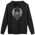 thumbnail image 1 of Sudadera con capucha unisex tendencia mística, estampado de alas y símbolos lunares, cómoda y elegante para salidas informales, 1 of 5