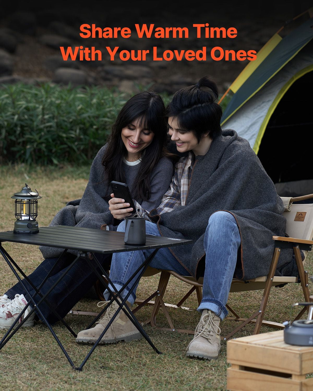 Wool Camping Blanket 64x88 Inch 80% Wool Blend Flame Retardant V-0 for Outdoor Hiking Camping