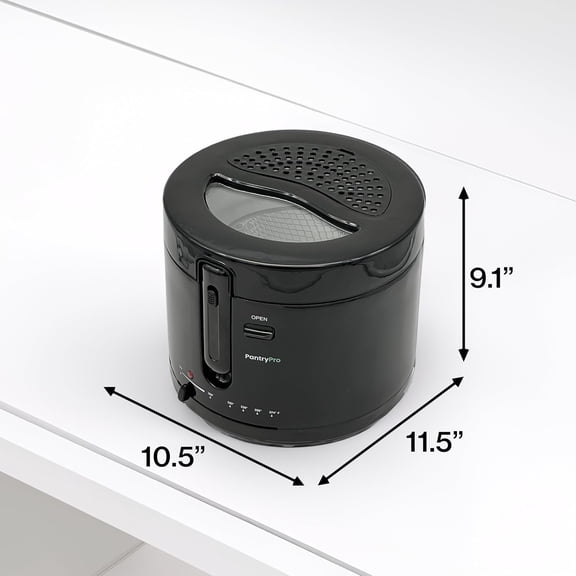 2.5 Liter Electric Deep Fryer with Cool Touch Sides and Nonstick Basket, Adjustable Temperature, Lid with Viewing Window, Black