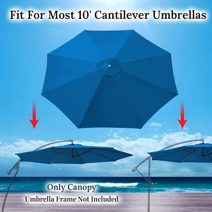 SOLAXO Replacement Umbrella Canopy for 10ft 8 ribs Cantilever Hanging Umbrella (Canopy Only)