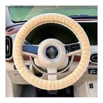 PBAZIH Lamb Wool Striped Steering Wheel Cover for Winter, Warm and Anti-Slip Car Handle Cover, Wear-Resistant Winter Steering Wheel Protector, Soft Touch Steering Wheel Cushion