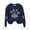 Navy, variant on Iroehba Sweatshirt for Women Long Sleeve Crew Neck Printed pullover Paw Print Drop Shoulder Modern Cut Soft Comfy Casual Outfit