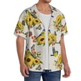 thumbnail image 3 of Disketp Men's Hawaiian Bird Sunflowers Print Shirts Button Down Holiday Beach Shirts-X-Large, 3 of 5