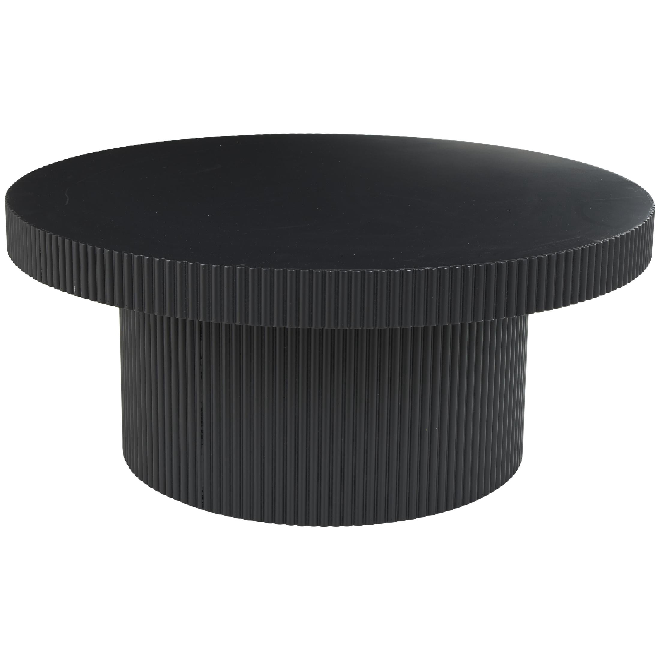 DecMode 36" x 16" Black Wooden Dimensional Ribbed Coffee Table, 1-Piece