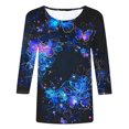 thumbnail image 5 of ZQGJB Cute Butterfly Print Shirts for Women Dressy Casual 3/4 Lenght Sleeve Round Neck Graphic T-Shitrs Top Loose Fit Comfy Tunic Tees Blouse Multicolor#01 XXL, 5 of 6