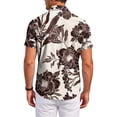 thumbnail image 4 of QHRMKOG Mens Hawaiian Shirts Short Sleeve Relaxed Fit Print Beach Shirts Light Tropical Holiday Button Down Hawaiian Shirt Summer Fashion Shirt White XL, 4 of 6