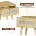 thumbnail image 5 of LAZZO Nightstands Set of 2, Wooden Bedside Tables with Rattan Weaving Drawers, Natural Wood, 5 of 9