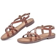 thumbnail image 2 of Ataiwee Women's Flat Slide Sandals - Fashion Adjustable Cross Strappy Braided Flat Summer Shoes., 2 of 6