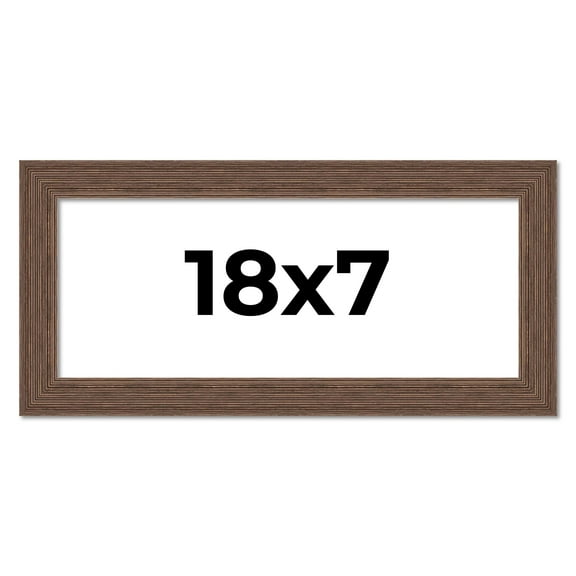 18x7 Frame Brown Distressed Barnwood Picture Frame | Rustic Farmhouse Photo Frame Includes UV