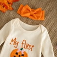 thumbnail image 7 of mgoYE My First Halloween Baby Girl Outfit Pumpkin Long Sleeve Romper Jumpsuit Newborn Girl Outfits Clothes(Beige,Newborn), 7 of 7