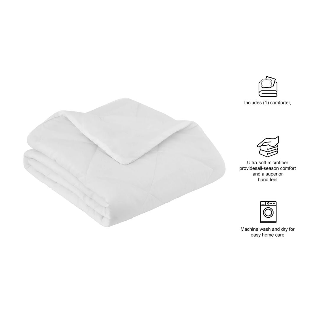 Mainstays Full/Queen Comforter, All-Season Reversible Microfiber, White