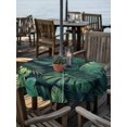 thumbnail image 2 of Outdoor Tablecloth with Umbrella Hole for Patio/Picnic/Party/Camping, Tropical Plants Waterproof Table Cloth Round Cover Washable, Summer Watercolor Green Palm Leaves (Dia 54"), 2 of 8