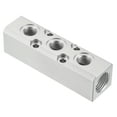 thumbnail image 1 of Uxcell Colector de aire de 3 vías y 5 puertos G1/4" para manguera de aire en línea color plata, 1 of 6