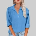 thumbnail image 2 of vigerkar 2025 Summer Solid Color Casual Women's Long Sleeve Polo Shirt - Breathable Comfort Stylish Top for Women Blue, XXL, 2 of 5