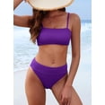 thumbnail image 5 of ANRABESS Tummy Control 2 Piece Swimsuits for Women High Waisted Bikini Sets Ribbed Textured Bathing Suits Beach Swimwear Dark Purple M, 5 of 10