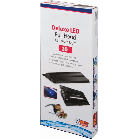 Deluxe Fish Tank Aquarium Full Hood with Light, Black, 20 Inch