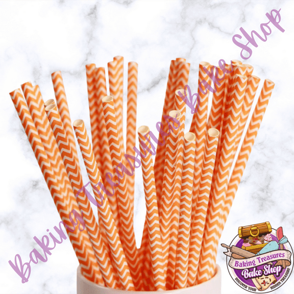 Orange Chevron Paper Straws*