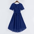 thumbnail image 6 of Qwertyu Boho Dresses for Women 2025 Floral Printed Chiffon Dresses Elegant V Neck Belted Summer Wedding Prom Cocktail Midi Dresses for Women Blue XL, 6 of 7