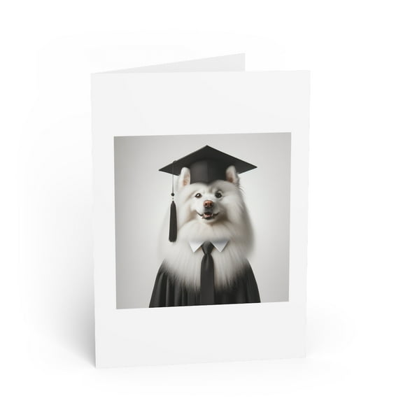 DistinctInk Greeting Card / Note Card - American Eskimo Dog Graduation - PACK of 25