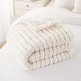 thumbnail image 6 of Battilo Cream Chunky Knit Throw Blanket,White Thick Chenille Throw Blankets for Living Room,50"x60", 6 of 9