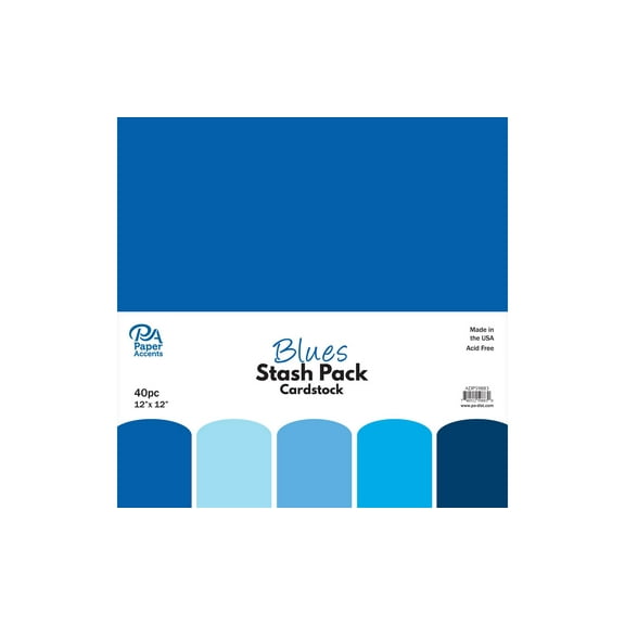 Paper Accents Stash Pack Cardstock 12"x 12" Blues 40pc