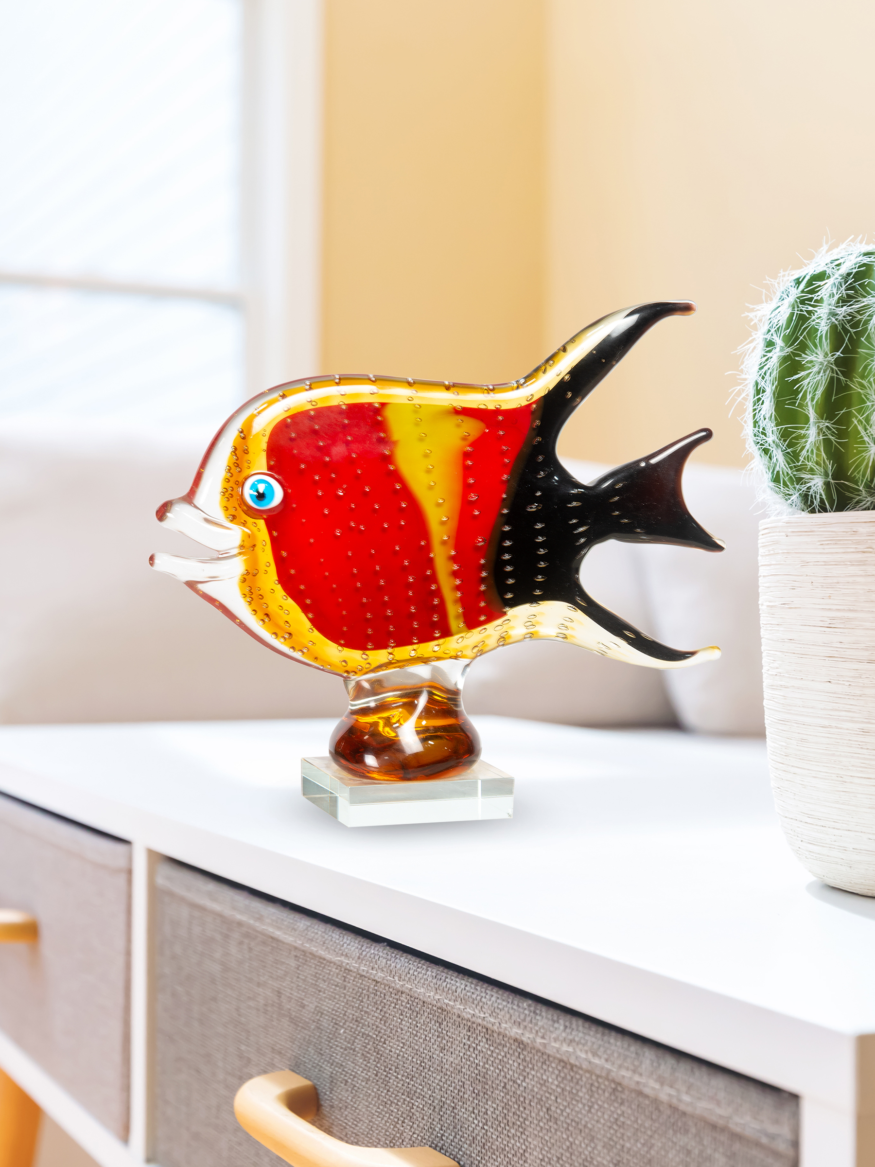 Dale Tiffany 8.75" Tall Bora Fish Art Glass Handcrafted Murano-Style Figurine