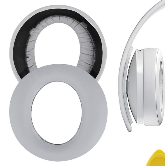 Geekria QuickFit Replacement Ear Pads for Sony PlayStation New Version 2018, PS4 Gold Wireless 500 Million Limited Edition Headphones (Grey)