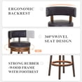 thumbnail image 5 of COLAMY Swivel Bar Stools Set of 3, 30 Inch Bar Height Stools, Modern Upholstered Wood Bar Chairs with Back for Kitchen Island & Home Bar, Fits 40-45" Bar Height, Dark Brown, 5 of 9