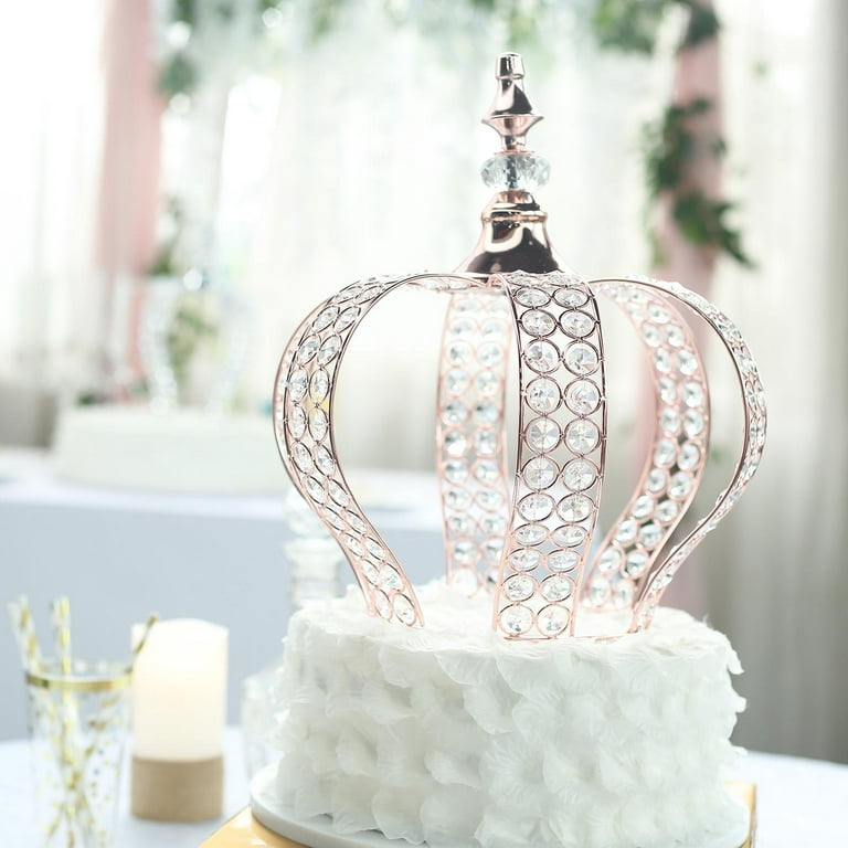 Efavormart 14 Crystal Metallic Royal Crown Cake Topper with 168 Acrylic Beads