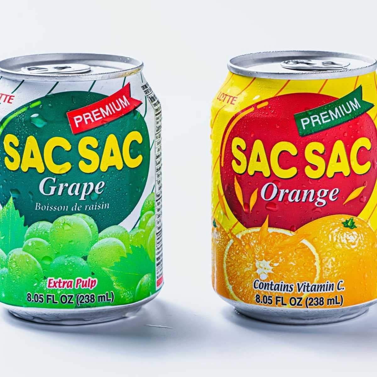 Lotte Sac Sac Fruit Juice Mandarin Orange, 8.05oz x 12cans