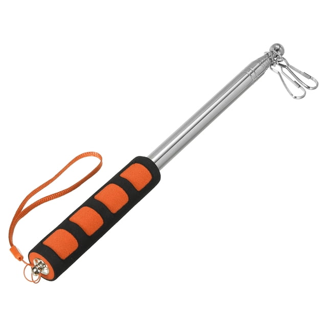Unique Bargains Telescopic Handheld Flagpoles 2M Sponge Handle Pole w Clips 9 Sections Orange
