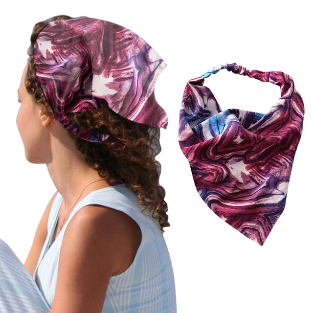 Bandeau Floral Multicolore Bandanas pour Cheveux Foulard pour Femmes Imprimé Triangle avec Attaches Foulard